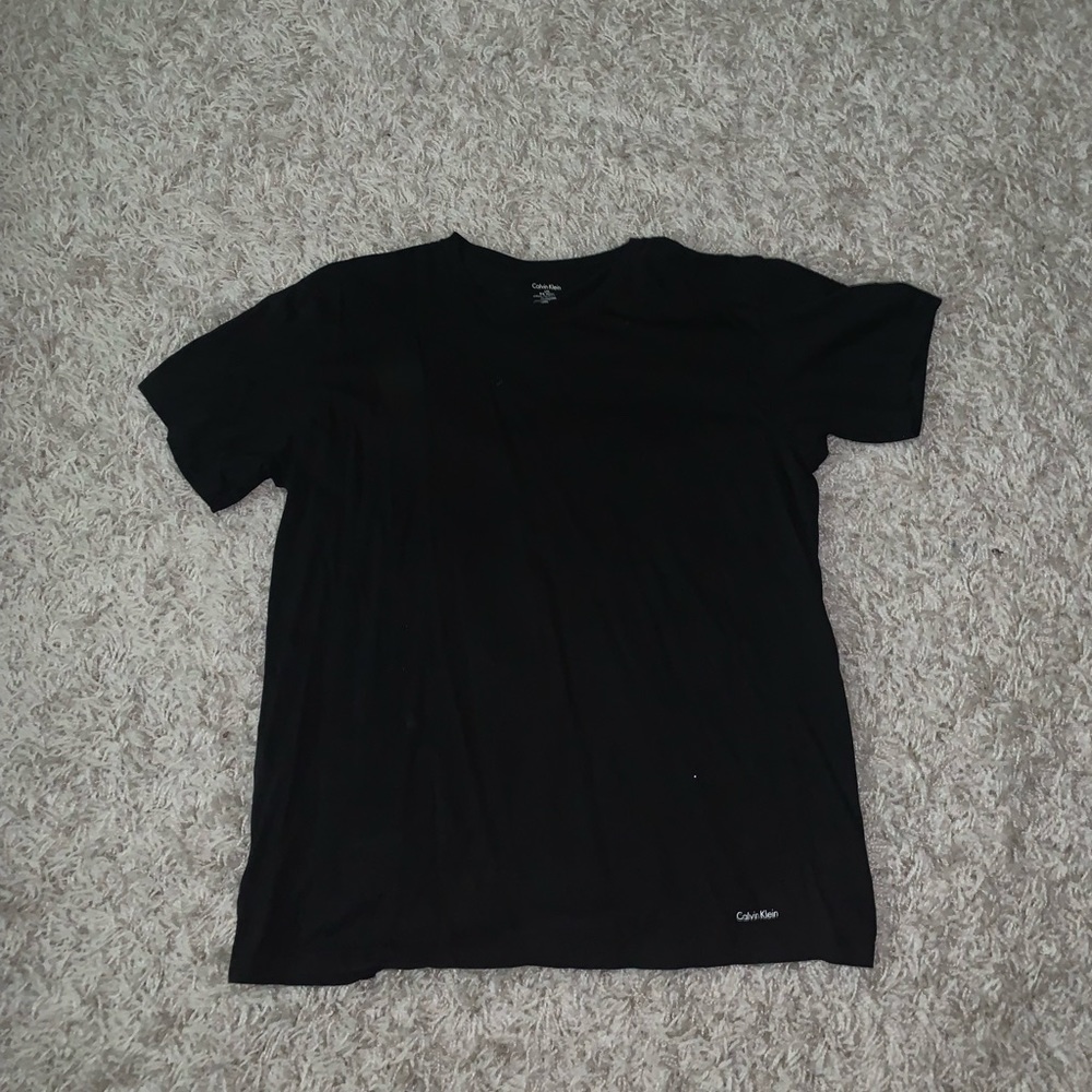 Calvin Klein Plain Black T-Shirt, Size L, Slim Fit